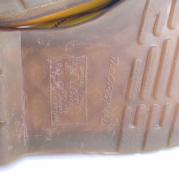 DOC DR MARTENS YELLOW LOGO BOOTS SMOOTH LEATHER RARE UNISEX SIZE 4UK US:W6 M5 - Picture 8 of 16